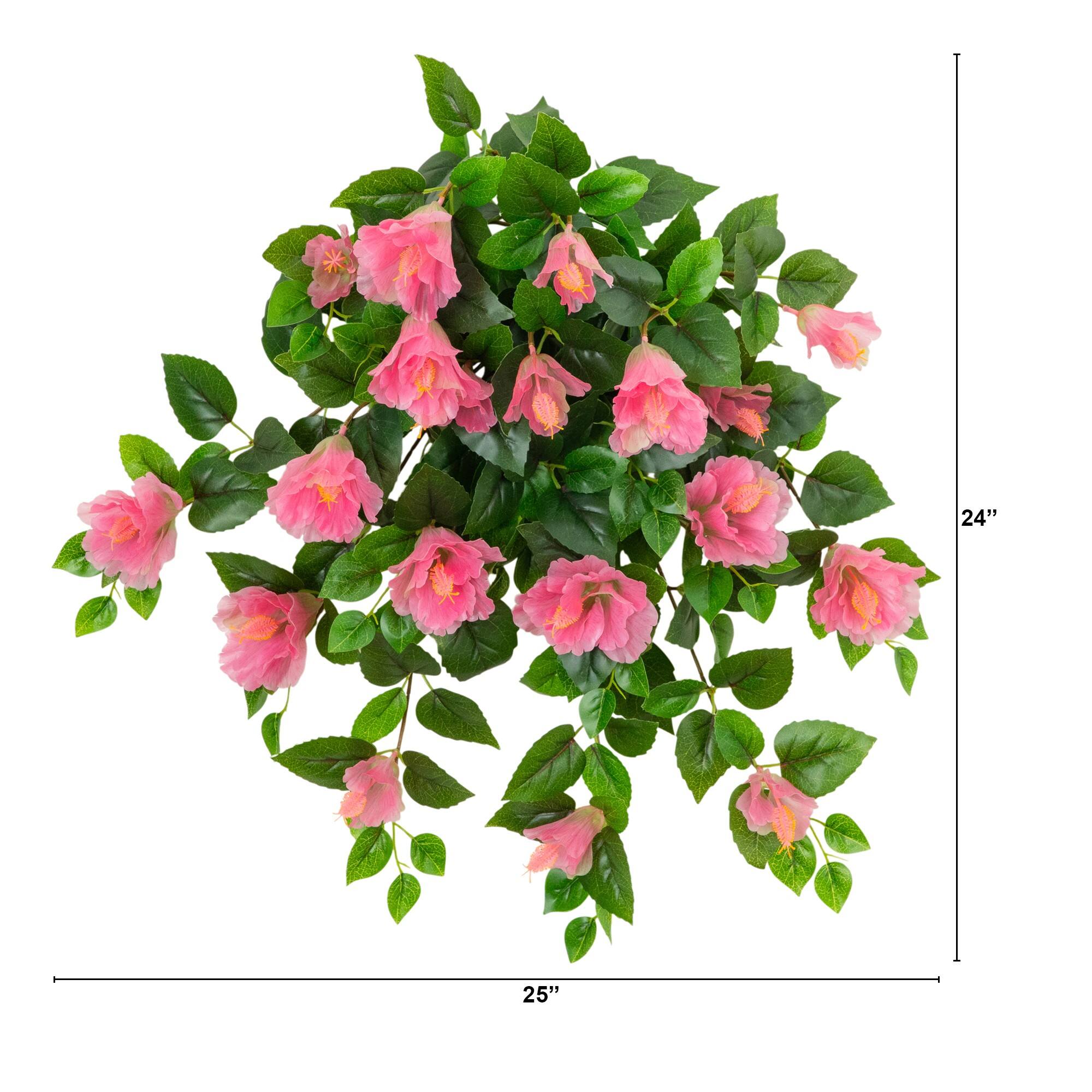 24" UV Resistant Artificial Hibiscus Hanging Plants
